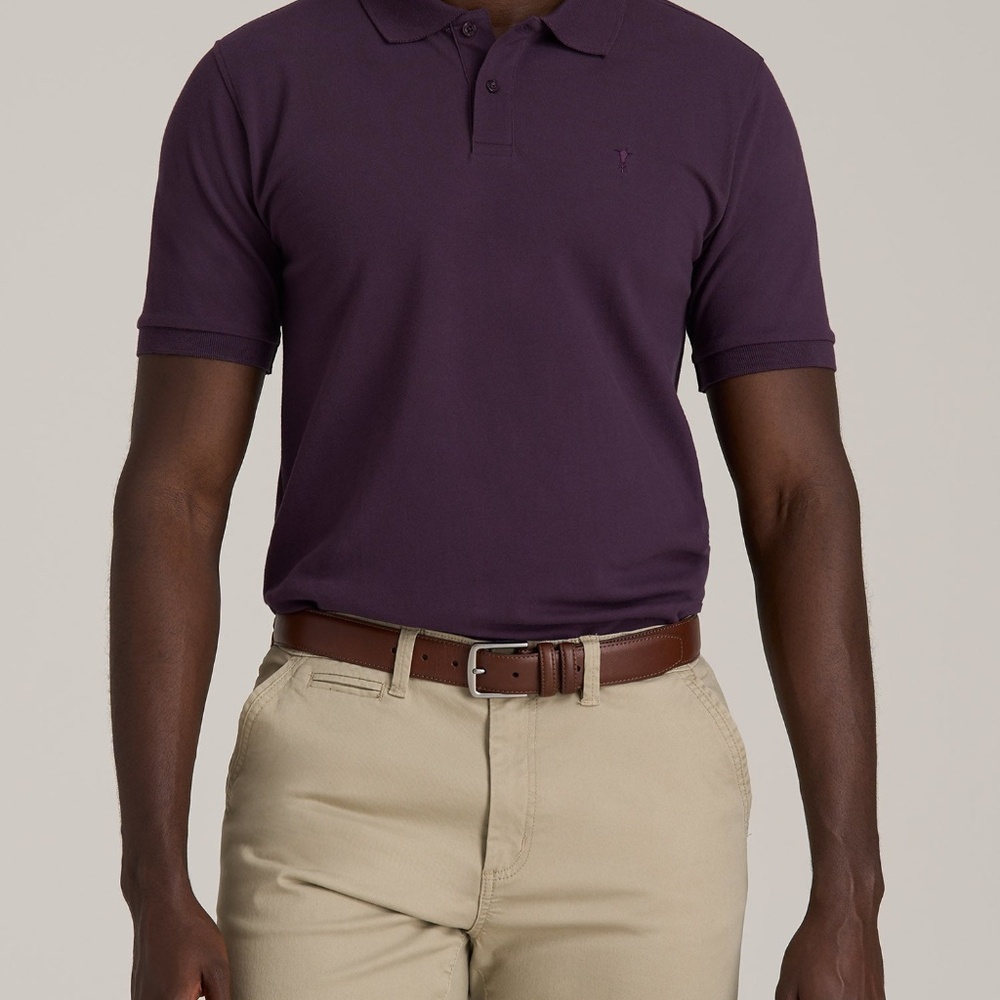 American Tall Men's Tall Classic Polo with Embroidered Logo in Midnight Plum Siz